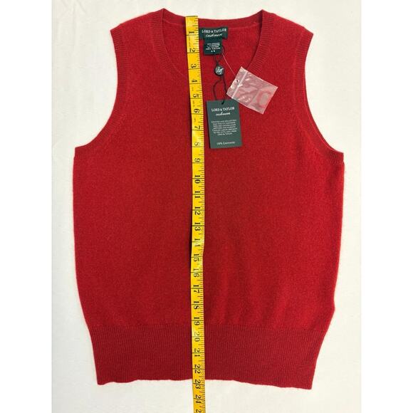 Lord & Taylor Woman's Red 100 % Cashmere Vest NWT Sz M Holidays Preppy Office - Picture 6 of 9